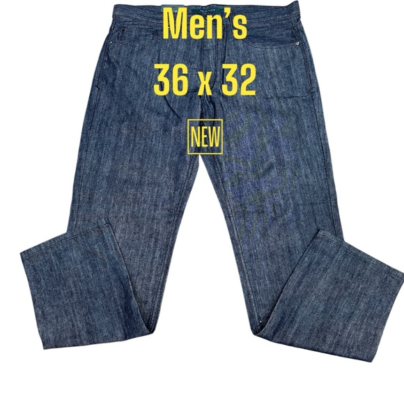 Men's Perry Ellis Jeans 36 x 32 Pants Dark Navy Blue Cotton Straight Denim NWT - Picture 2 of 10